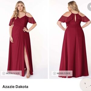 Azazie Dakota Maxi Dress Burgundy Deep Red